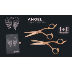 Scharenset Angel knipschaar 5.5 + gratis coupeschaar 5.5 40 tanden rosé-goud