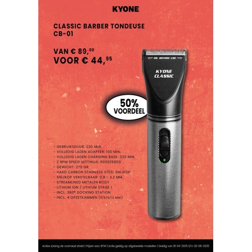 Classic Barber Clipper oplaadbaar Kyone