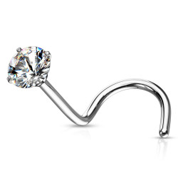 Gebogen Neus Piercing met Steen Gevat