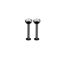 Black Titanium Push Pin Labret met steen 