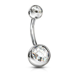 Chirurgisch staal Navelpiercing met dubbel steen
