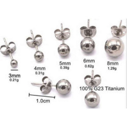 Titanium Oorbel met bal