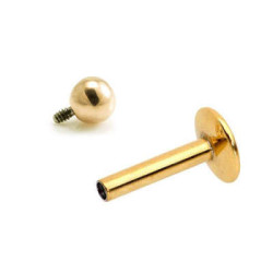 Gold Titanium internally threaded labret Met bal