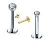 1.6 Titanium internal threaded labret Met bal en steen