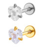 1.2 mm Titanium Push Pin Labret Met 3 mm kristal Heart