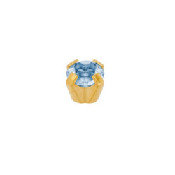Set van 3 paar 24 karaat gold plate chirurgenstaal oorbellen met 4 mm Aquamarine kleur steen in klauwzetting