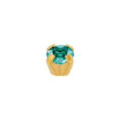  Set van 3 paar 24 karaat gold plate chirurgenstaal oorbellen met 4 mm Blauw / Groen Zircon kleur steen in klauwzetting