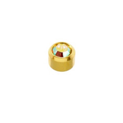 Set van 3 paar 24 karaat gold plate chirurgenstaal oorbellen met 4 mm Cilinder met Rock Crystal kleur steen