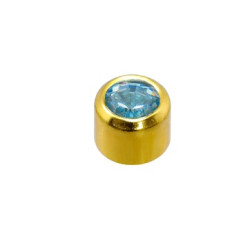 Set van 3 paar 24 karaat gold plate chirurgenstaal oorbellen met 4 mm Cilinder met licht Blauw kleur steen