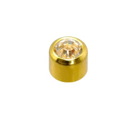 Set van 3 paar 24 karaat gold plate chirurgenstaal oorbellen met 4 mm Cilinder met Topaz kleur steen