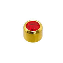 Set van 3 paar 24 karaat gold plate chirurgenstaal oorbellen met 4 mm Cilinder met Rood kleur steen