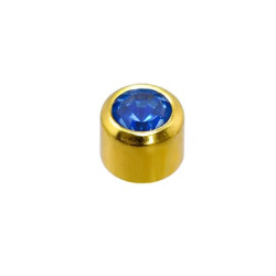 Set van 3 paar 24 karaat gold plate chirurgenstaal oorbellen met 4 mm Cilinder met blauw kleur steen