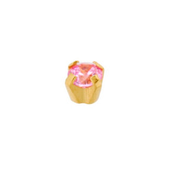  Set van 3 paar  24 karaat gold plate chirurgenstaal Cubic Zirconia oorbellen met 4 mm Pink kleur steen 
