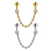 Dubbel 1.2 Titanium Push Pin Labret met ketting en steen