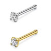Titanium neus piercing recht met steen in klauwzetting