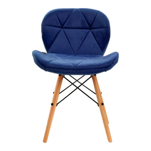 Salon stoel blauw hout onderstel