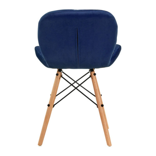 Salon stoel blauw hout onderstel