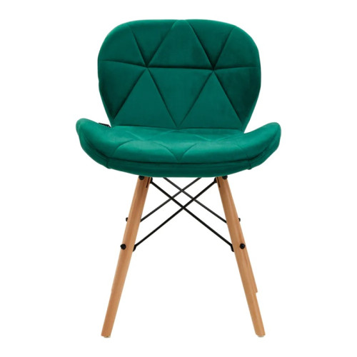 Salon stoel groen hout onderstel