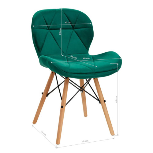 Salon stoel groen hout onderstel