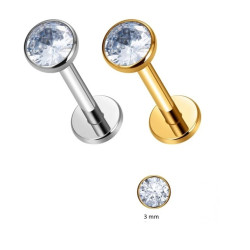 1.2 mm Titanium Internal Thtreded Labret Met 3 mm steen