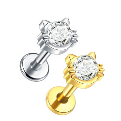 1.2 Titanium Push Pin Labret met steen-poes