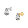 1.2 x 8 mm pusch pin labret met peervormige steen