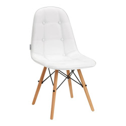 Salon stoel wit hout onderstel rugleuning hoog