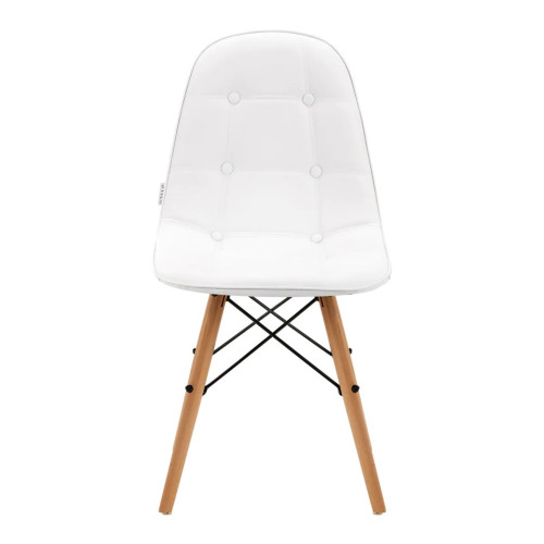 Salon stoel wit hout onderstel rugleuning hoog